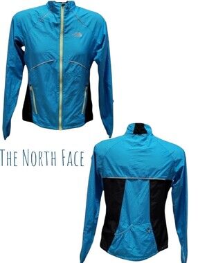 The North Face women Reflective flight series packable windbreaker blue black XS